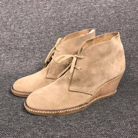 J.Crew Women's Brown Suede Lace-Up Wedge Booties Ankle Platform Shoes Size 10 - Picture 1 of 9